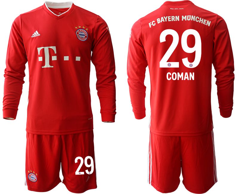 Men 2020-2021 club Bayern Munich home long sleeves #29 red Soccer Jerseys